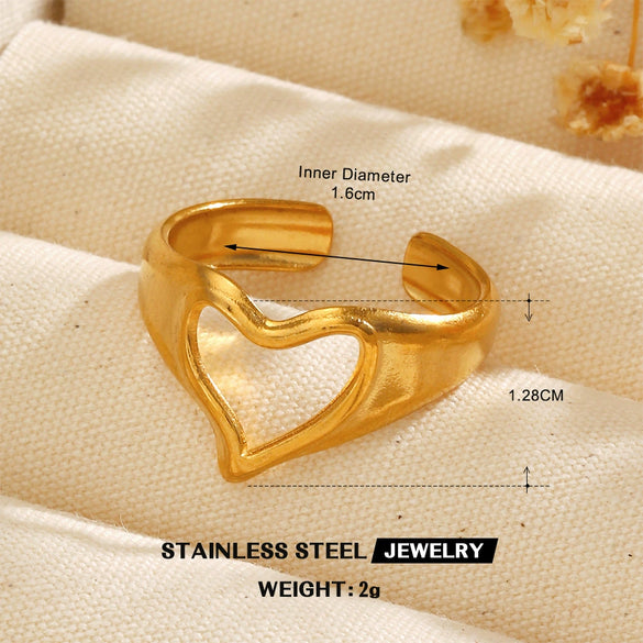 Wholesale Stainless Steel Heartshaped Love Ring Electroplated For Women