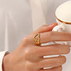 Wholesale Stainless Steel Heartshaped Love Ring Electroplated Retro Simple Hollow Style