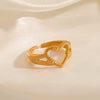 Wholesale Stainless Steel Heartshaped Love Ring Electroplated Retro Simple Hollow Style
