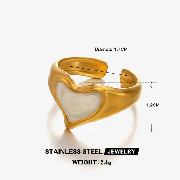 Wholesale Stainless Steel Heartshaped Love Ring Retro 18K Gold Plated For Ladies