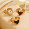 Wholesale Stainless Steel Heartshaped Love Ring Retro 18K Gold Plated For Ladies