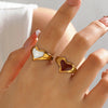 Wholesale Stainless Steel Heartshaped Love Ring Retro 18K Gold Plated For Ladies