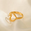 Wholesale Stainless Steel Heartshaped Love Ring With Electroplating Adjustable Popular Ins Style
