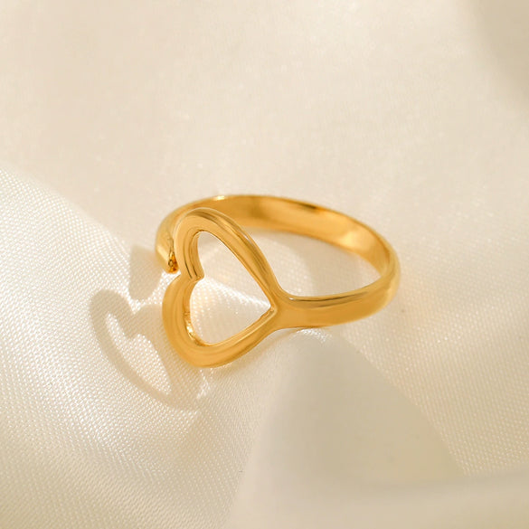 Wholesale Stainless Steel Heartshaped Love Ring With Electroplating Adjustable Popular Ins Style