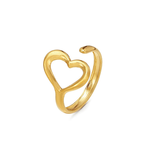 Wholesale Stainless Steel Heartshaped Love Ring With Electroplating Adjustable Popular Ins Style