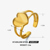 Wholesale Stainless Steel Heartshaped Open Ring For Women 18K Goldplated