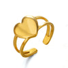 Wholesale Stainless Steel Heartshaped Open Ring For Women 18K Goldplated