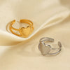 Wholesale Stainless Steel Heartshaped Open Ring For Women 18K Goldplated