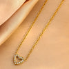 Wholesale Stainless Steel Heartshaped Plants And Flowers Pattern Electroplated Love Zircon Earrings And Necklace Set For Women