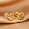 Wholesale Stainless Steel Heartshaped Plants And Flowers Pattern Electroplated Love Zircon Earrings And Necklace Set For Women