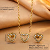 Wholesale Stainless Steel Heartshaped Plants And Flowers Pattern Electroplated Love Zircon Earrings And Necklace Set For Women