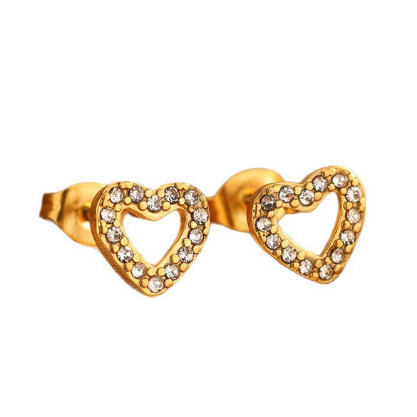 Wholesale Stainless Steel Heartshaped Plants And Flowers Pattern Electroplated Love Zircon Earrings And Necklace Set For Women