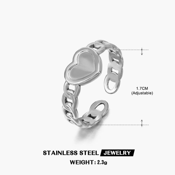Wholesale Stainless Steel Heartshaped Ring For Women With Electroplating And Niche Design