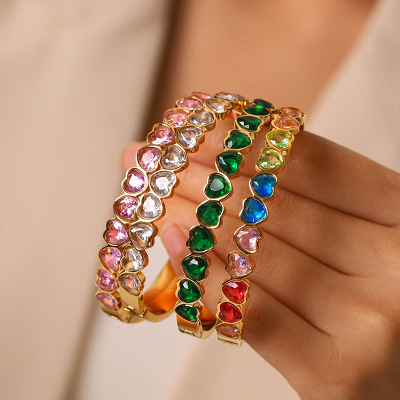 Wholesale Stainless Steel Heartshaped Zirconia Bracelet With Geometric Style And Light Luxury Feel