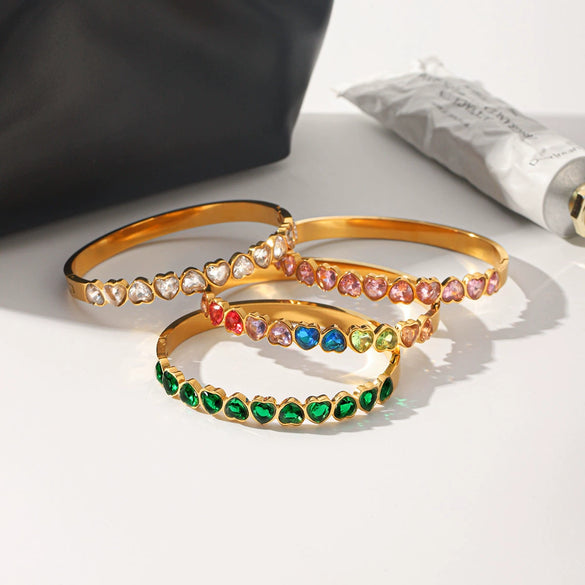 Wholesale Stainless Steel Heartshaped Zirconia Bracelet With Geometric Style And Light Luxury Feel