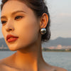 Wholesale Stainless Steel Hemisphere Hoop Earrings With Geometric Design Electroplated For Women