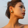 Wholesale Stainless Steel Hemisphere Hoop Earrings With Geometric Design Electroplated For Women