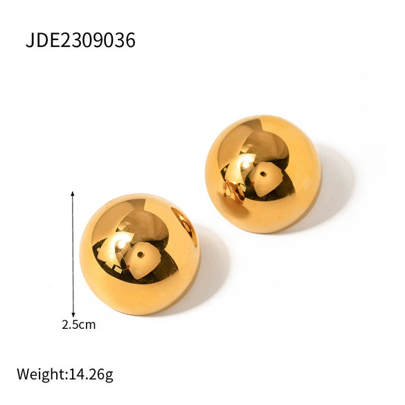 Wholesale Stainless Steel Hemisphere Hoop Earrings With Geometric Design Electroplated For Women