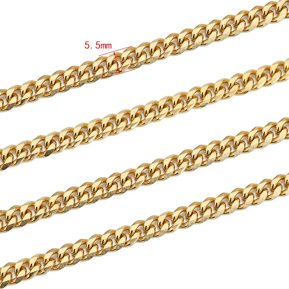 Wholesale Stainless Steel Hip Hop Six Sided Grinding Electroplated Necklace Chain For Boys