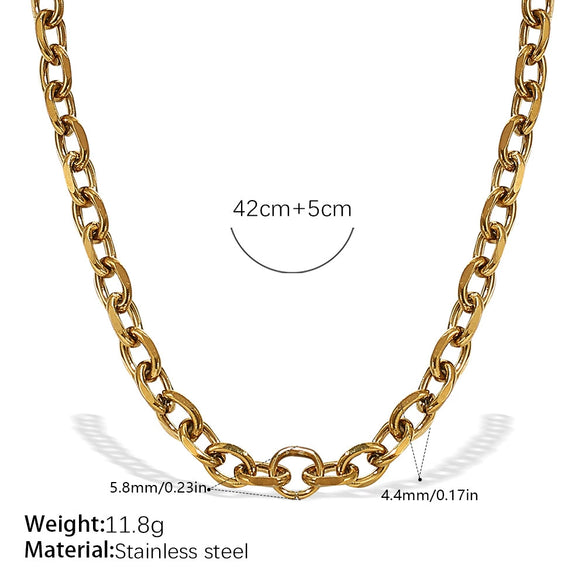 Wholesale 316L Stainless Steel Hiphop Style Geometric Necklace For Women Goldplated Electroplating