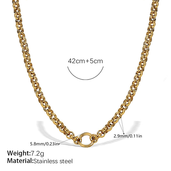 Wholesale 316L Stainless Steel Hiphop Style Geometric Necklace For Women Goldplated Electroplating