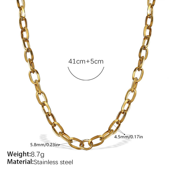 Wholesale 316L Stainless Steel Hiphop Style Geometric Necklace For Women Goldplated Electroplating