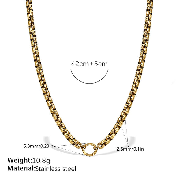 Wholesale 316L Stainless Steel Hiphop Style Geometric Necklace For Women Goldplated Electroplating