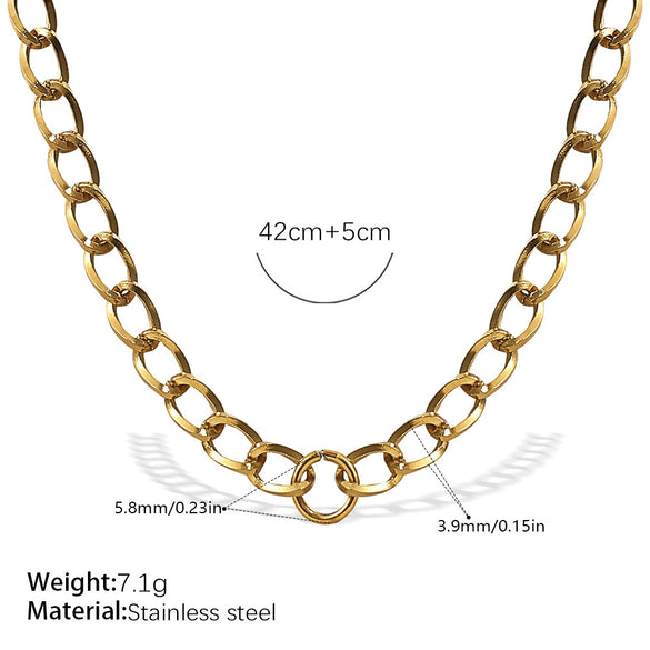 Wholesale 316L Stainless Steel Hiphop Style Geometric Necklace For Women Goldplated Electroplating