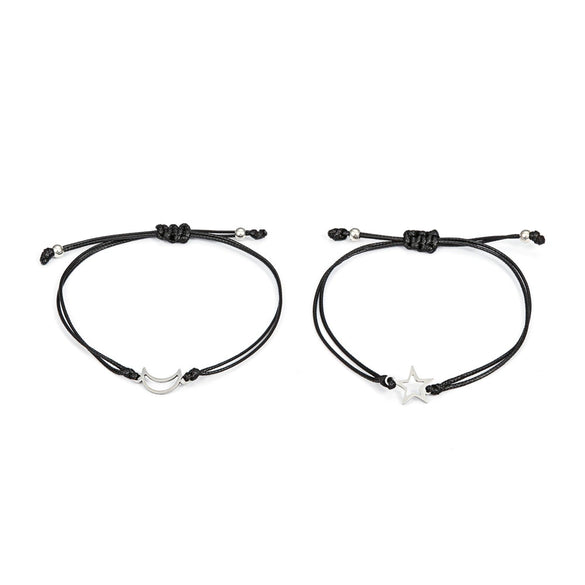 Wholesale Stainless Steel Hollow Adjustable Couple Bracelet With Sun Moon Butterfly Heart Shape Animal Zodiac Woven Design Electroplating