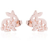 Wholesale Stainless Steel Hollow Flower And Rabbit Animal Earrings For Women With Electroplating Treatment