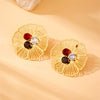 Wholesale Stainless Steel Hollow Flower Rhinestone Earrings Electroplated For Women Fashion Style
