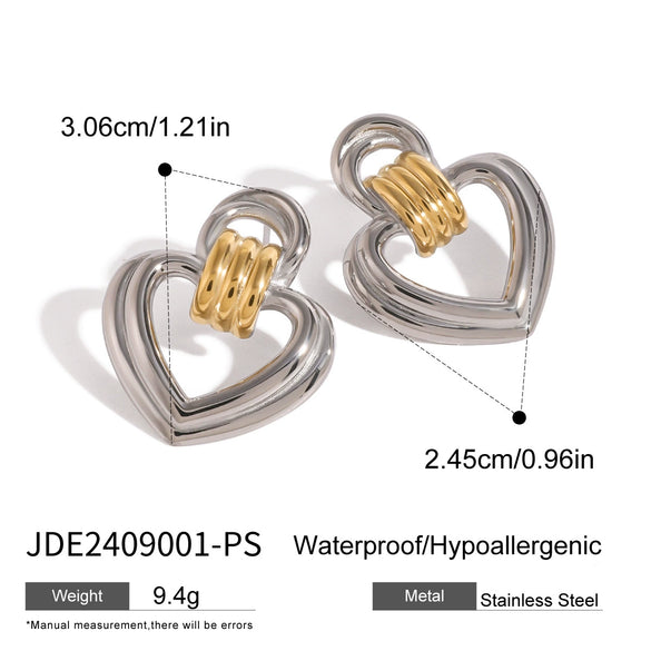 Wholesale Stainless Steel Hollow Love Geometric Earrings With Electroplating For Women