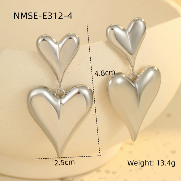 Wholesale Stainless Steel Hollow Love Tassel Earrings 18K Gold Texture Electroplated For Women