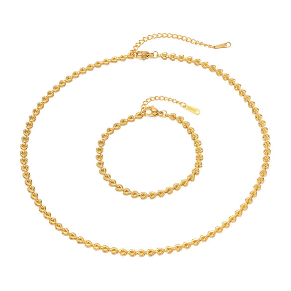 Wholesale Stainless Steel Hollow Love Woven Cuban Necklace With Geometric Style And Electroplating Process For Women