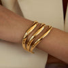 Wholesale Stainless Steel Hollow Multi Layer Open Plain Ring Bracelet For Women Geometric Style With Electroplating