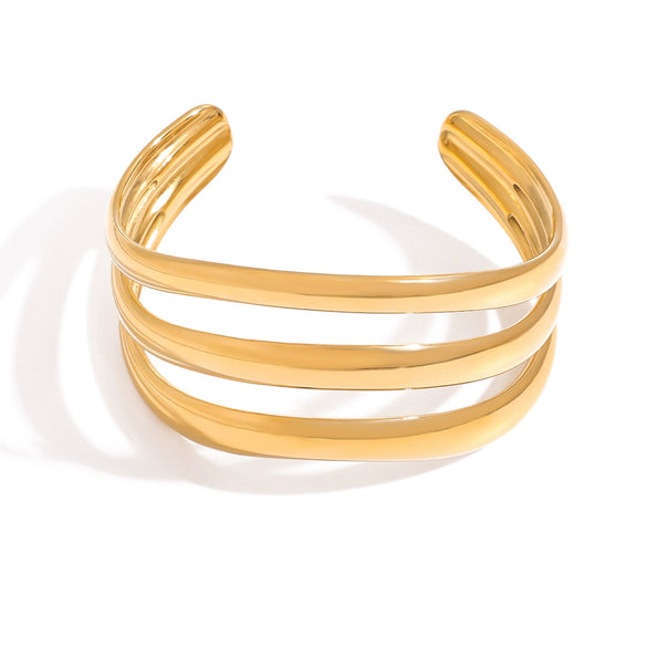 Wholesale Stainless Steel Hollow Multi Layer Open Plain Ring Bracelet For Women Geometric Style With Electroplating