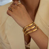 Wholesale Stainless Steel Hollow Multi Layer Open Plain Ring Bracelet For Women Geometric Style With Electroplating