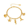 Wholesale Stainless Steel Hollow Seahorse Fishtail Marine Series Pendant Bracelet With 18K Real Gold Electroplating For Women Geometric Pattern