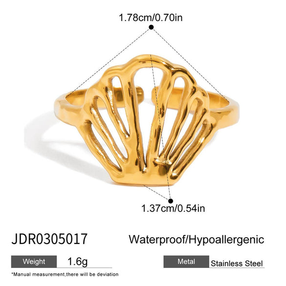 Wholesale Stainless Steel Hollow Starfish Open Ring Ocean Style Electroplated For Women
