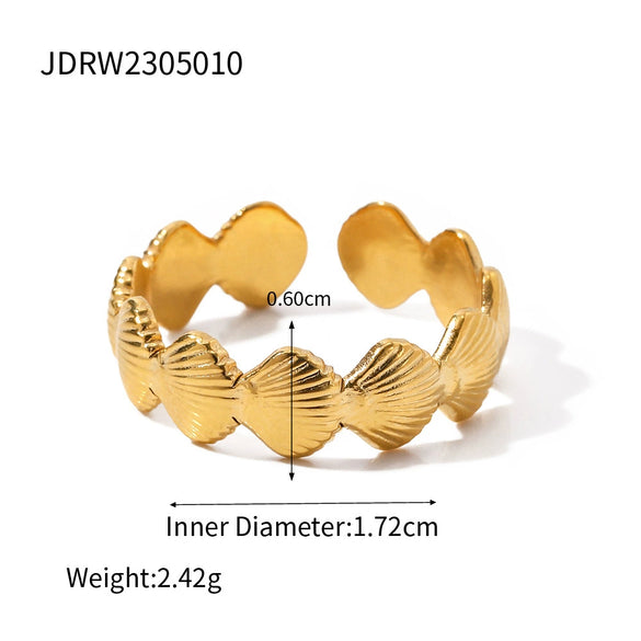 Wholesale Stainless Steel Hollow Starfish Open Ring Ocean Style Electroplated For Women