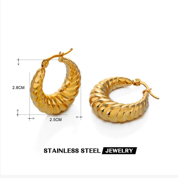 Wholesale Stainless Steel Hollow Twist Geometric Earrings For Women 18K Gold Plated