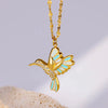 Wholesale Stainless Steel Hummingbird And Flower Pendant Jewelry With Inlaid Zircon Electroplated Necklace
