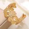 Wholesale Stainless Steel Hydraulic Pressure Flower Open Bracelet Light Luxury Style Highend Jewelry