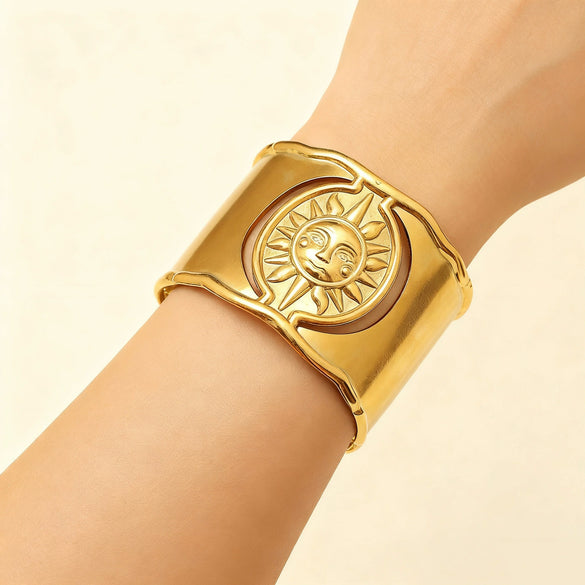 Wholesale Stainless Steel Hydraulic Pressure Open Sun Bracelet Fashion Minimalist Jewelry