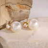 Wholesale Stainless Steel Imitation Pearl Earrings With Geometric Design And Electroplating For Women