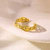 Wholesale Stainless Steel Imitation Pearl Flower Geometric Leaf Open Ring Jewelry Electroplated For Women