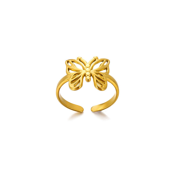Wholesale Stainless Steel Imitation Pearl Flower Geometric Leaf Open Ring Jewelry Electroplated For Women