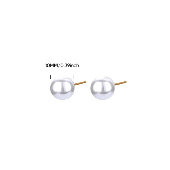 Wholesale Stainless Steel Imitation Pearl Geometric Earrings With Electroplating For Women