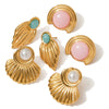 Wholesale Stainless Steel Imitation Pearl Geometric Earrings With Electroplating For Women