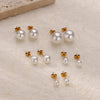 Wholesale Stainless Steel Imitation Pearl Geometric Earrings With Electroplating For Women